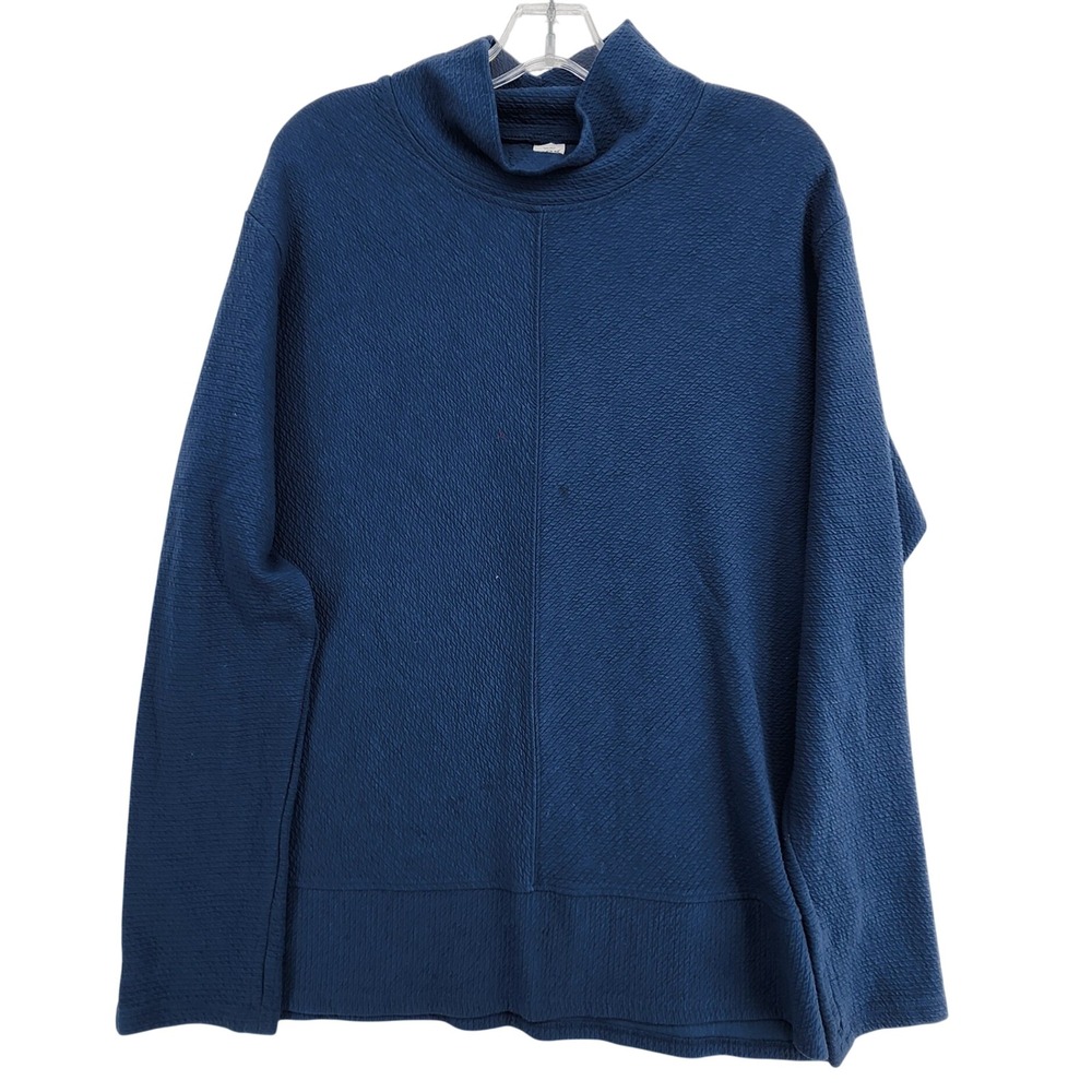 RBX XXL Blue Mock Neck Textured Pullover Sweatshirt Activewear Athleisure Comfy